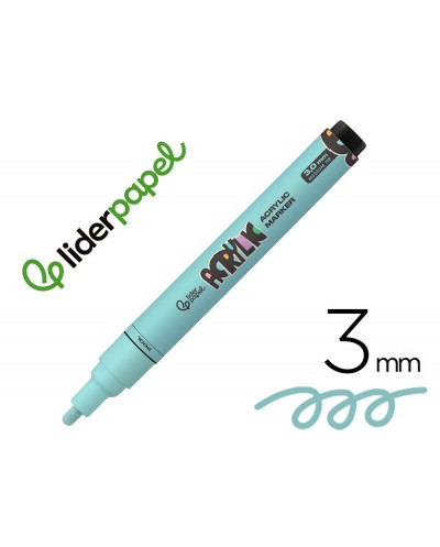 Rotulador liderpapel acrylic base agua todo tipo de superficie punta redonda 3 mm verde menta