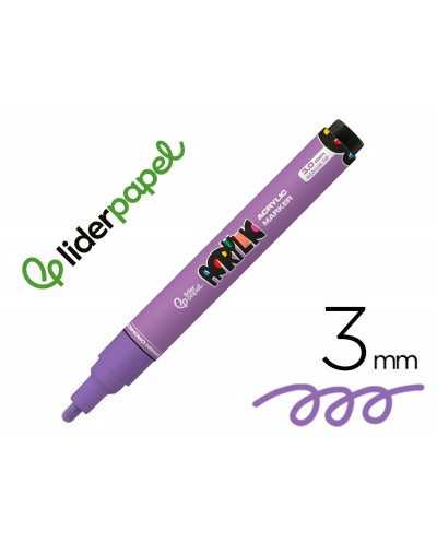 Rotulador liderpapel acrylic base agua todo tipo de superficie punta redonda 3 mm malva