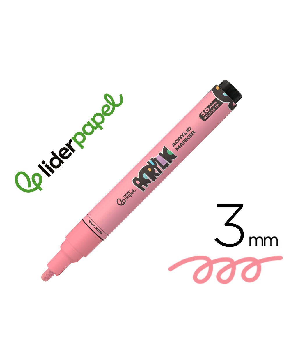 Rotulador liderpapel acrylic base agua todo tipo de superficie punta redonda 3 mm rosa sakura