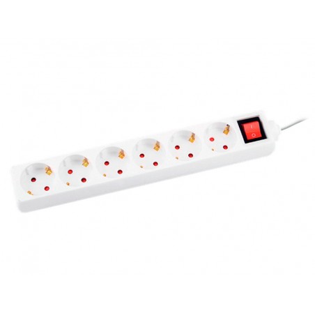 Regleta q connect 6 tomas de corriente con interruptor longitud cable 15 mt color blanco