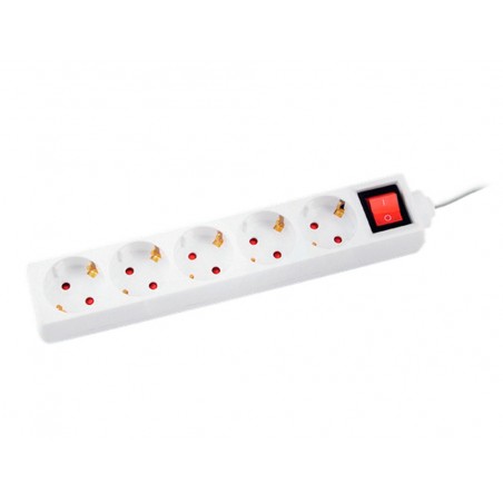Regleta q connect 5 tomas de corriente con interruptor longitud cable 15 mt color blanco