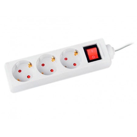 Regleta q connect 3 tomas de corriente con interruptor longitud cable 15 mt color blanco