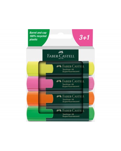 Rotulador faber castell neon txtlnr fluorescente caja de 3 1 unidad gratis colores surtidos