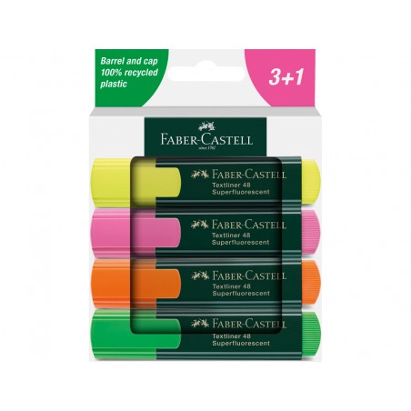 Rotulador faber castell neon txtlnr fluorescente caja de 3 1 unidad gratis colores surtidos