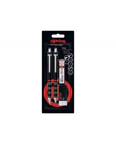 Set portaminas tikky 05 mm color negro boligrafo m goma de borrar b20 12 minas hb