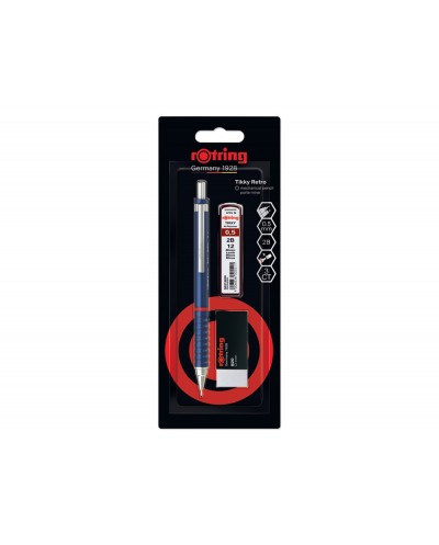 Set portaminas rotring tikky 05 mm color azul 12 minas hb goma de borrar b20