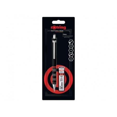 Set portaminas rotring tikky 05 mm color negro 12 minas hb