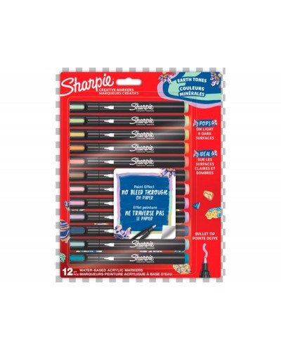 Rotulador sharpie acrilico earth tones blister de 12 unidades colores surtidos
