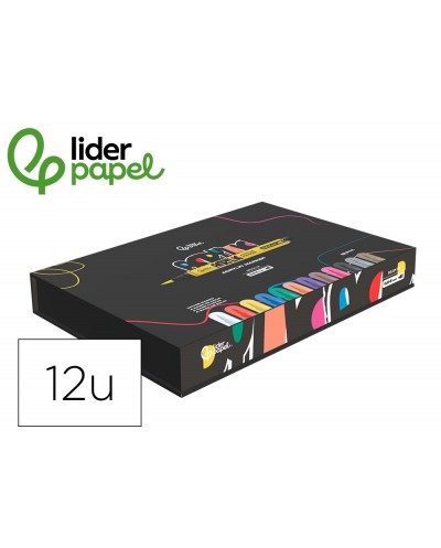 Rotulador liderpapel acrylic base agua todo tipo de superficie punta pincel caja de 12 unidades colores