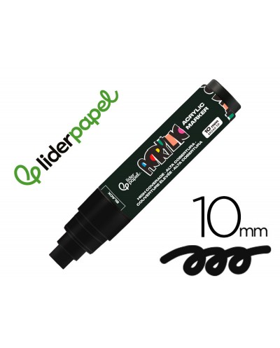 Rotulador liderpapel acrylic base agua todo tipo de superficie punta rectangular 10 mm negro