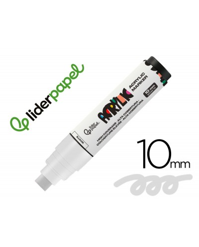 Rotulador liderpapel acrylic base agua todo tipo de superficie punta rectangular 10 mm blanco