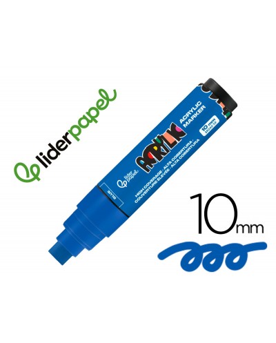 Rotulador liderpapel acrylic base agua todo tipo de superficie punta rectangular 10 mm azul