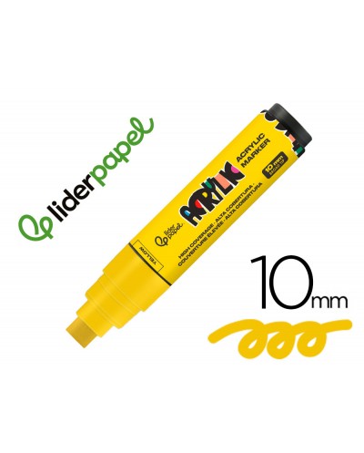Rotulador liderpapel acrylic base agua todo tipo de superficie punta rectangular 10 mm amarillo
