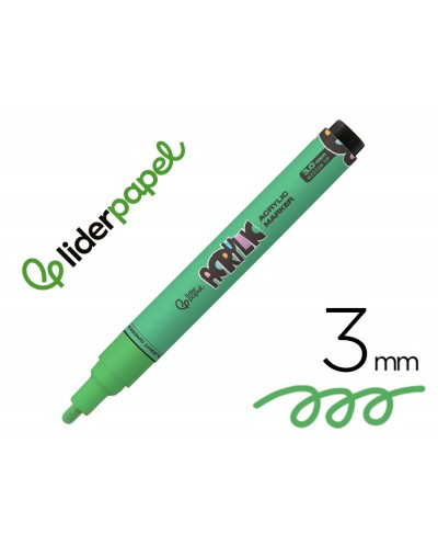 Rotulador liderpapel acrylic base agua todo tipo de superficie punta redonda 3 mm verde claro