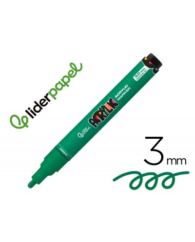 Rotulador liderpapel acrylic base agua todo tipo de superficie punta redonda 3 mm verde