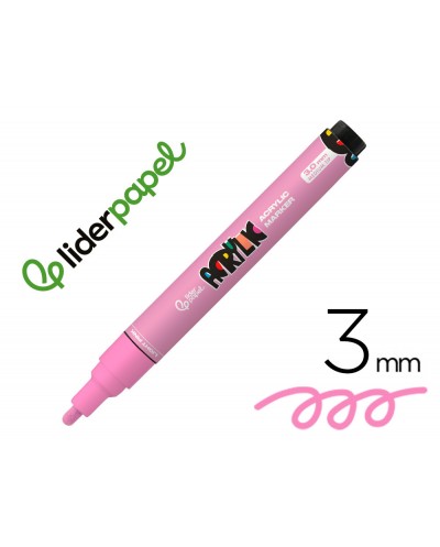 Rotulador liderpapel acrylic base agua todo tipo de superficie punta redonda 3 mm rosa claro