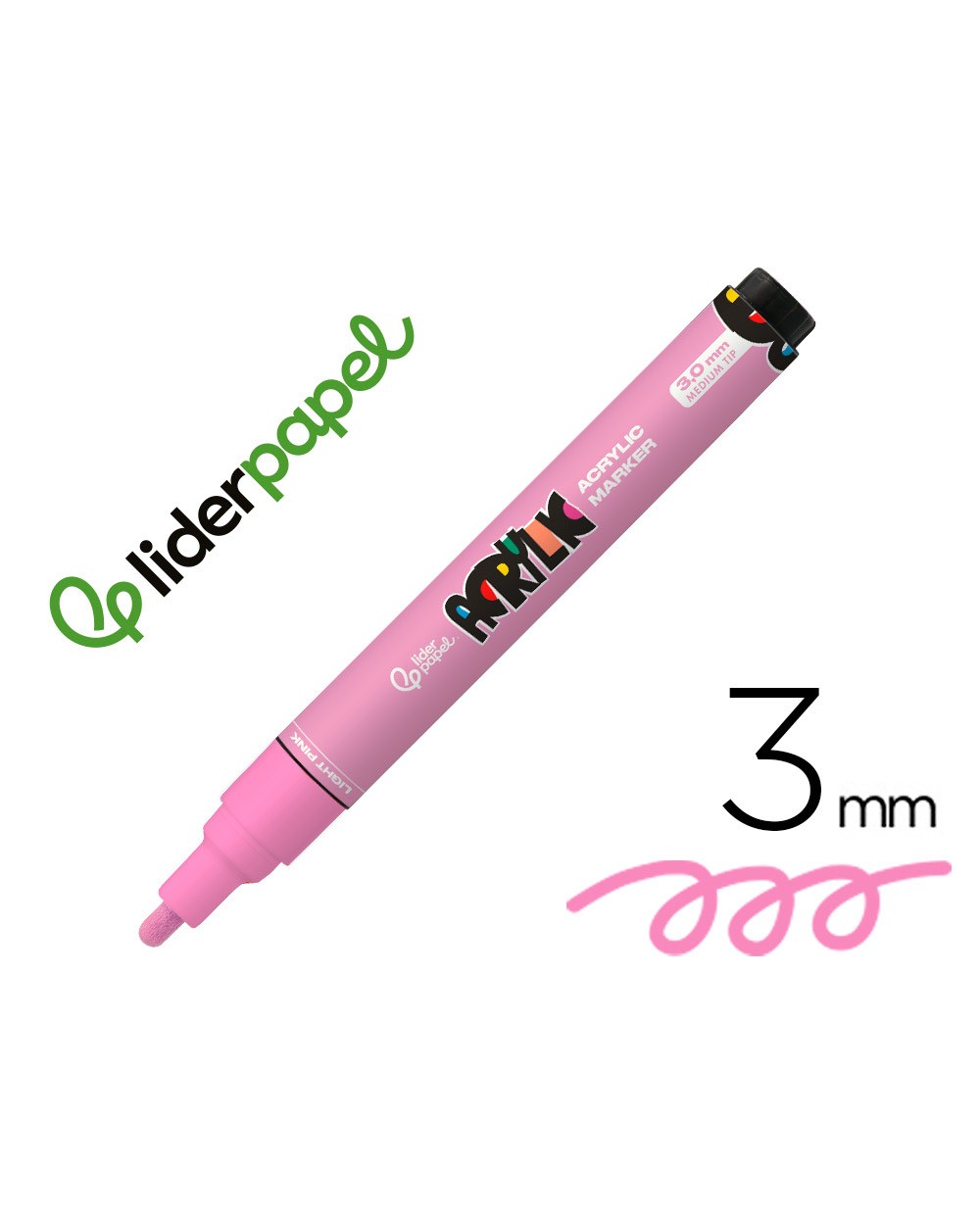 Rotulador liderpapel acrylic base agua todo tipo de superficie punta redonda 3 mm rosa claro