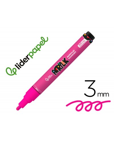 Rotulador liderpapel acrylic base agua todo tipo de superficie punta redonda 3 mm rosa