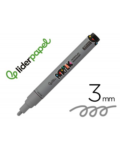 Rotulador liderpapel acrylic base agua todo tipo de superficie punta redonda 3 mm plata