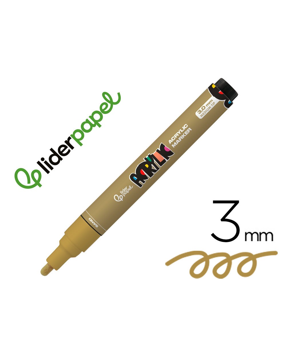 Rotulador liderpapel acrylic base agua todo tipo de superficie punta redonda 3 mm marron claro