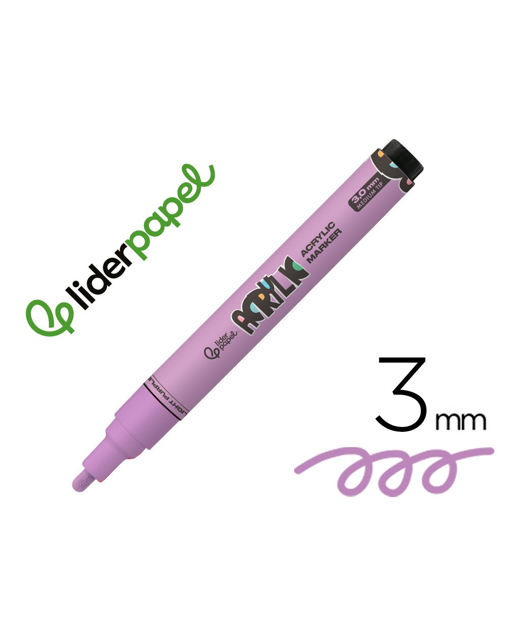 Rotulador liderpapel acrylic base agua todo tipo de superficie punta redonda 3 mm lila