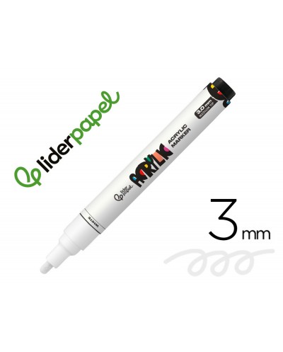 Rotulador liderpapel acrylic base agua todo tipo de superficie punta redonda 3 mm blanco