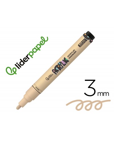 Rotulador liderpapel acrylic base agua todo tipo de superficie punta redonda 3 mm beige