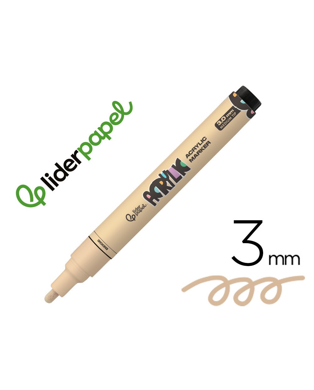 Rotulador liderpapel acrylic base agua todo tipo de superficie punta redonda 3 mm beige