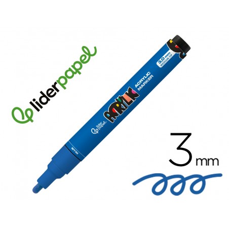 Rotulador liderpapel acrylic base agua todo tipo de superficie punta redonda 3 mm azul