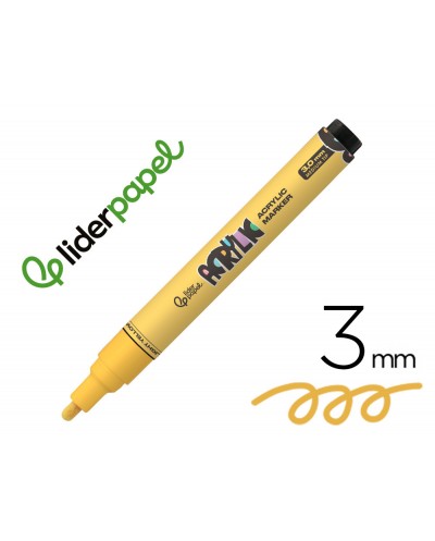 Rotulador liderpapel acrylic base agua todo tipo de superficie punta redonda 3 mm amarillo claro