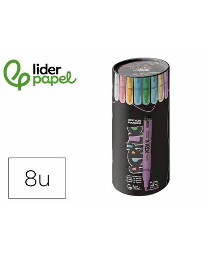 Rotulador liderpapel acrylic base agua todo tipo de superficie punta redonda 3 mm caja de 8 unidades colores
