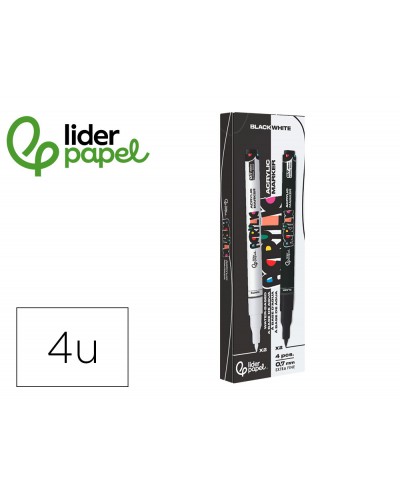 Rotulador liderpapel acrylic base agua todo tipo de superficie punta fina 07 mm caja de 4 perfiladores