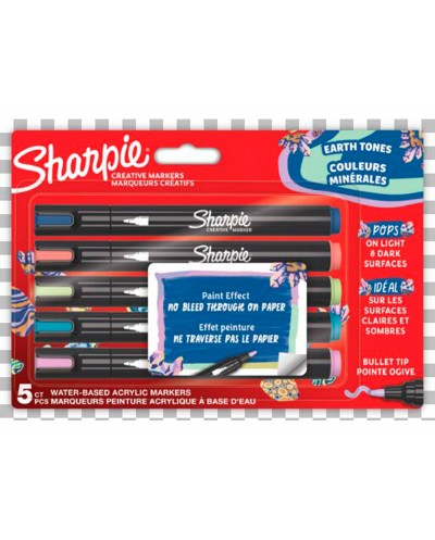 Rotulador sharpie acrilico earth tones blister de 5 unidades colores surtidos