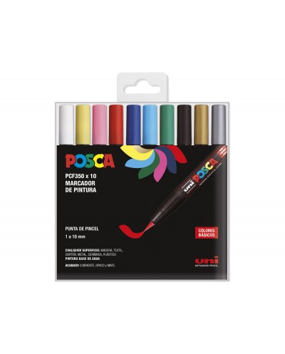 Rotulador uni posca pcf 350 10c marcador de pintura punta de pincel blister de 10 unidades