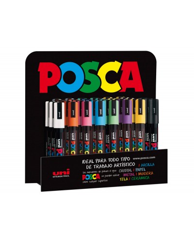 Rotulador uni posca pc 5m 3d marcador de pintura punta conica 18 25 mm expositor de 36 unidades colores
