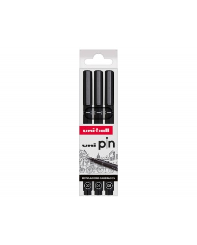Rotulador uniball pin calibrado micrometrico color negro blister de 3 unidades
