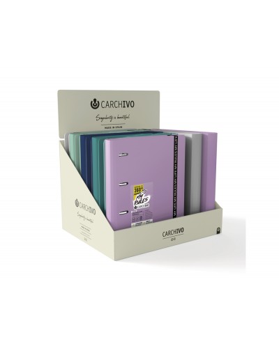 Carpeta carchivo 360 my rules 4 anillas 20 mm pp foam a4 con gomilla expositor de 10 unidades colores surtidos