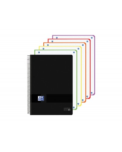 Cuaderno espiral oxford europeanbook 5 tapa plastico din a4 120 hojas cuadro 5 mm color negro
