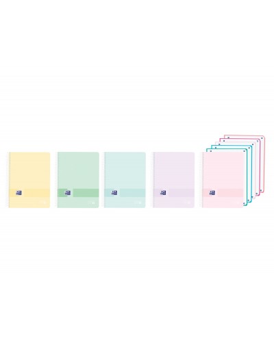 Cuaderno espiral oxford europeanbook 5 livego tapa plastico din a4 120 hojas cuadro 5 mm colores pastel