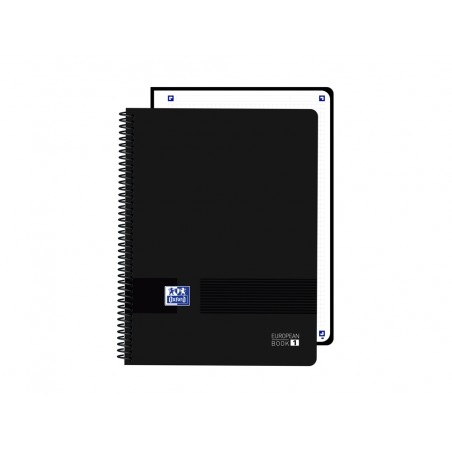 Cuaderno espiral oxford europeanbook 1 livego tapa plastico din a4 80 hojas cuadro 5 mm color negro