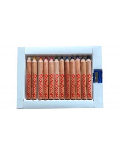 Lapices de colores playcolor maxi basic con sacapuntas caja de 12 unidades colores surtidos