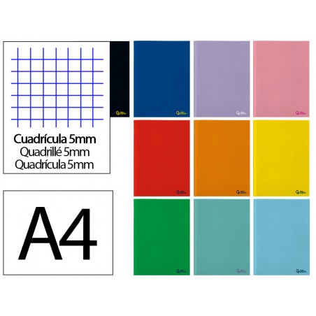 Libreta liderpapel smart a4 48 hojas 75g m2 cuadro 5mm con margen colores surtidos