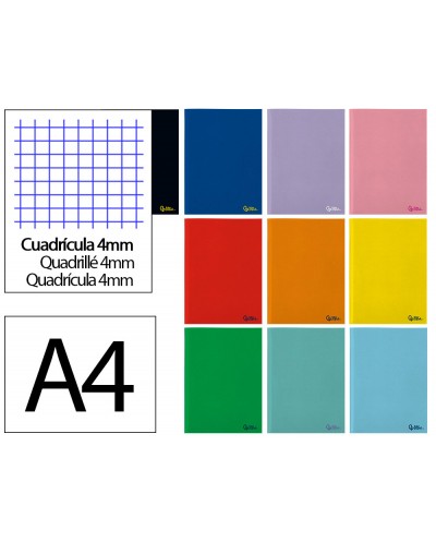 Libreta liderpapel smart a4 48 hojas 75g m2 cuadro 4mm con margen colores surtidos