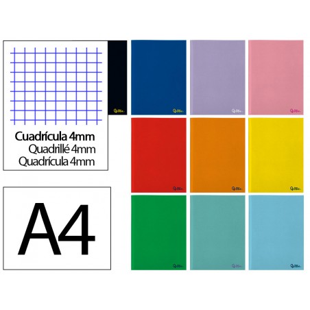 Libreta liderpapel smart a4 48 hojas 75g m2 cuadro 4mm con margen colores surtidos