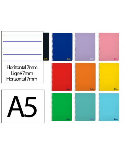 Cuaderno espiral liderpapel a5 micro smart tapa blanda 80h 75r horizontal 7mm doble margen 6 taladros colores
