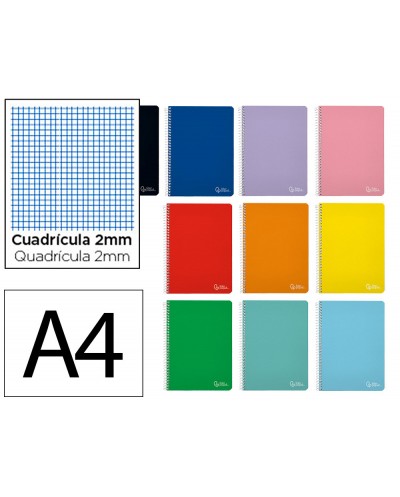 Cuaderno espiral liderpapel din a4 witty tapa dura 80h 90gr milimetrado 2mm colores surtidos