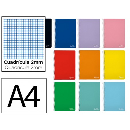 Cuaderno espiral liderpapel din a4 witty tapa dura 80h 90gr milimetrado 2mm colores surtidos