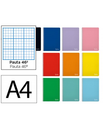 Cuaderno espiral liderpapel din a4 witty tapa dura 80h 90gr rayado nº46 colores surtidos