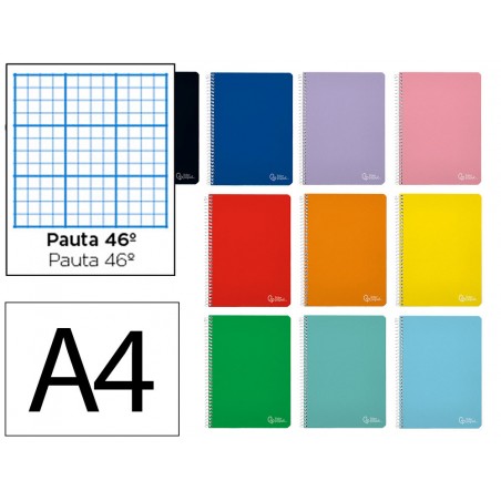 Cuaderno espiral liderpapel din a4 witty tapa dura 80h 90gr rayado nº46 colores surtidos