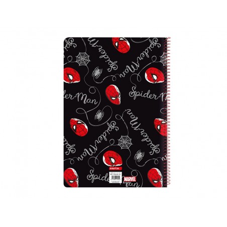 Cuaderno espiral safta folio 80 h 60 gr cuadro 4 mm tapa extradura spider man hero